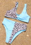 Pink Sexy Leopard Patchwork Swimwears