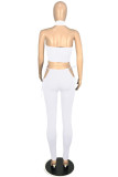 White Sexy Casual Solid Patchwork O Neck Sleeveless Two Pieces