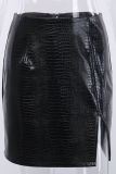 Schwarze, sexy, feste, schmale, gerade, einfarbige Unterteile mit mittlerer Taille