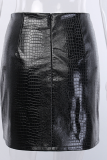 Bas de couleur unie noir sexy solide fendu maigre taille moyenne droite