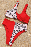 Pink Sexy Leopard Patchwork Swimwears