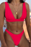 Red Sexy Solid Swimwears