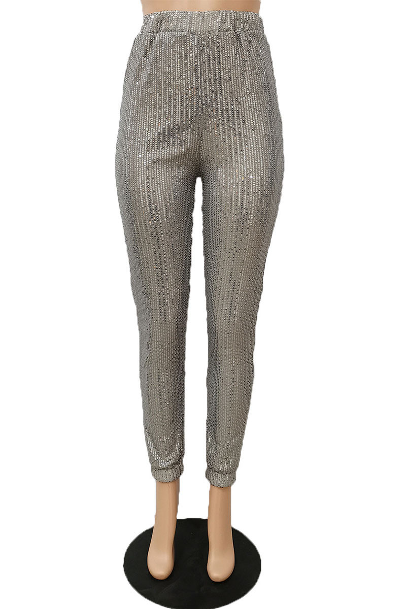silver high waisted pants