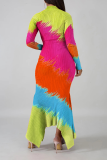 Robes irrégulières multicolores à imprimé sexy et demi-col roulé