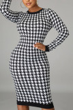 White British Style Print Hollowed Out O Neck A Line Dresses