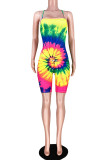 Green Sexy Fashion Tie-dyed Coloured drawing bandage Sleeveless Wrapped Rompers