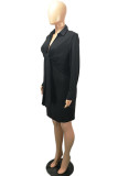 ブラック ファッション セクシー ソリッド パッチワーク V ネック ペンシル スカート ドレス