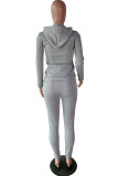 Grey Fashion adult Casual Solid Two Piece Suits pencil Long Sleeve