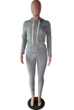 Grey Fashion adult Casual Solid Two Piece Suits pencil Long Sleeve