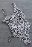 Trajes de banho Frenulum com estampa de leopardo e estampa sexy