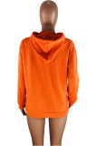 Orange Casual Print Hooded Collar Tops