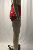 Pantalones de cintura alta ajustados ahuecados sólidos sexy rojos
