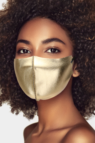 Maschera solida patchwork di strada casual color oro