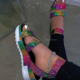 Color Casual Street Patchwork Hot Drill Opend Out Door Zapatos