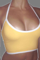 Yellow Sexy Solid Split Joint Halter Tops