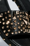 Negro Sexy Street Rivets Patchwork Opend Out Door Zapatos