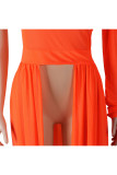 Orange Sexy Ma'am One-Shoulder-Kragen Solid Plus Size