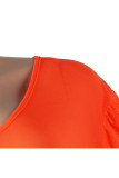 Naranja Sexy Señora Un Hombro Collar Sólido Tallas Grandes