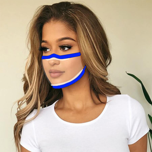 Синяя модная прозрачная маска для лица в стиле пэчворк