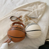 Bolsa mensageiro de basquete com estampa de letras casuais da moda marrom