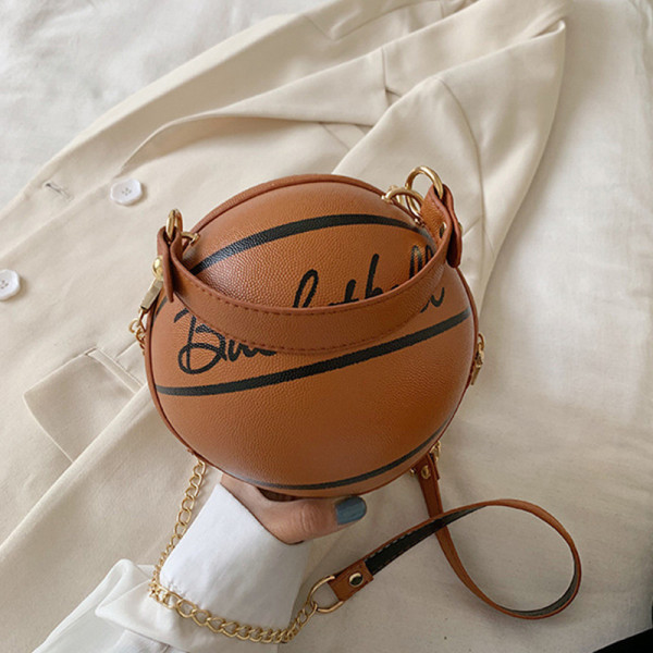 Bolso mensajero de baloncesto con estampado de letras informales de moda marrón
