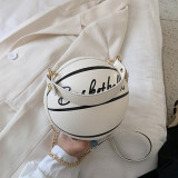 Bolsa mensageiro de basquete com estampa de letras casuais da moda marrom