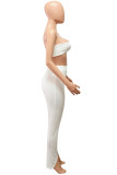 White Sexy Casual Solid Backless Strapless Sleeveless Two Pieces