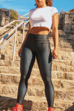 Черная повседневная спортивная одежда с буквенным принтом Базовые узкие брюки-карандаш с высокой талией