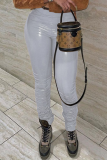 Абрикосовые сексуальные однотонные однотонные лоскутные узкие брюки со средней посадкой в ​​стиле пэчворк
