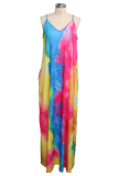 Mehrfarbige sexy Patchwork-Batik-Spaghetti-Bügel-bedruckte Kleid-Kleider