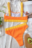 Trajes de baño de retazos lisos sexy de moda naranja