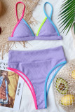 Фиолетовые модные сексуальные лоскутные купальники с открытой спиной