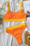 Orange Mode Sexiga Solida Patchwork Badkläder