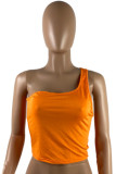 Orange Sexy Casual Solid Backless One-Shoulder-Tops