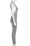 Черные сексуальные обтягивающие комбинезоны с открытой спиной и V-образным вырезом в спортивной одежде
