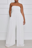 Witte sexy casual effen rugloze strapless regular jumpsuits