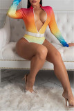 Costumi da bagno di base con stampa sexy color arcobaleno