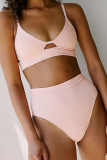 White Sexy Solid Hollowed Out Patchwork Swimwears