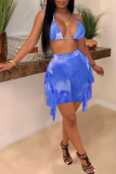 Costumi da bagno patchwork con stampa sexy blu baby
