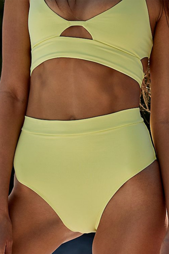 Green Sexy Solid Hollowed Out Patchwork Swimwears