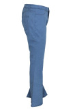 Denim Bleu Foncé Sexy Uni Taille Plus