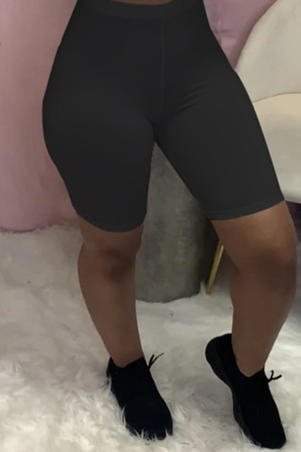 Zwarte mode casual effen basic skinny broek met hoge taille