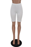 Pantalones de cintura alta flacos básicos sólidos casuales de moda blanco