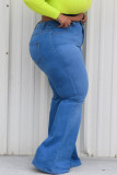 Темно-синий джинсовый сексуальный однотонный плюс размер