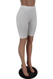 Witte modieuze casual effen basic skinny broek met hoge taille