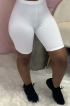 Witte modieuze casual effen basic skinny broek met hoge taille