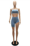 Grey Fashion Sexy Suspender Top And Shorts Two-piece Set Cami Crop Tops And Shorts Sets