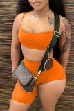 Orange Fashion Sexy Suspender Top And Shorts Two-piece Set Cami Crop Tops And Shorts Sets