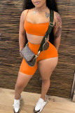 Orange Fashion Sexy Suspender Top And Shorts Two-piece Set Cami Crop Tops And Shorts Sets