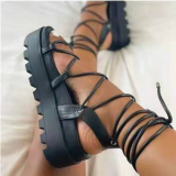 Negro Casual Street Bandage Hollow Out Patchwork Opend Zapatos cómodos para exteriores